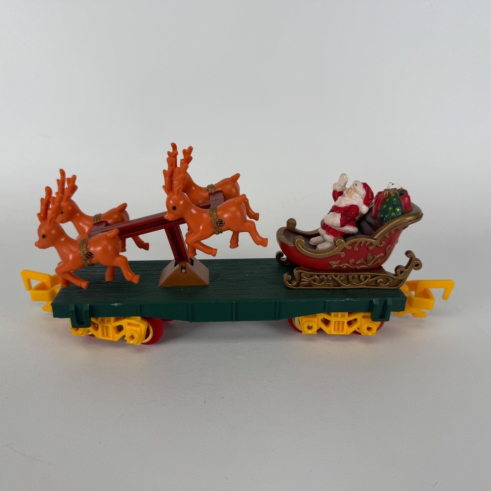 North Pole Christmas Express Magic Train Car Toy State 1992 SANTA SLEIGH REINDEE